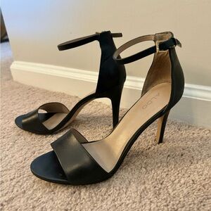 Aldo Elegant Black Ankle Strap Heels